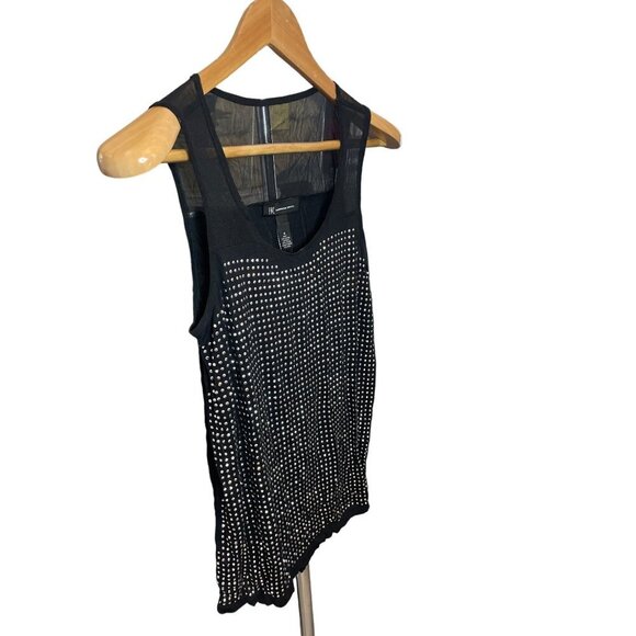 INC Black Sleeveless Sheer Back Sparkle Tunic Tank Blouse Sz M - Picture 4 of 11